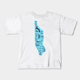 new york city/manhattan map - blue Kids T-Shirt